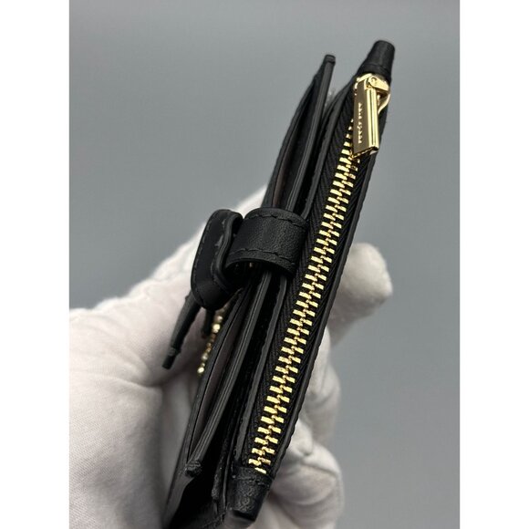 Kate Spade KH156 Knott Zip Card Holder Black Pebbled Leather Gold Hardware NWOT - Picture 5 of 15